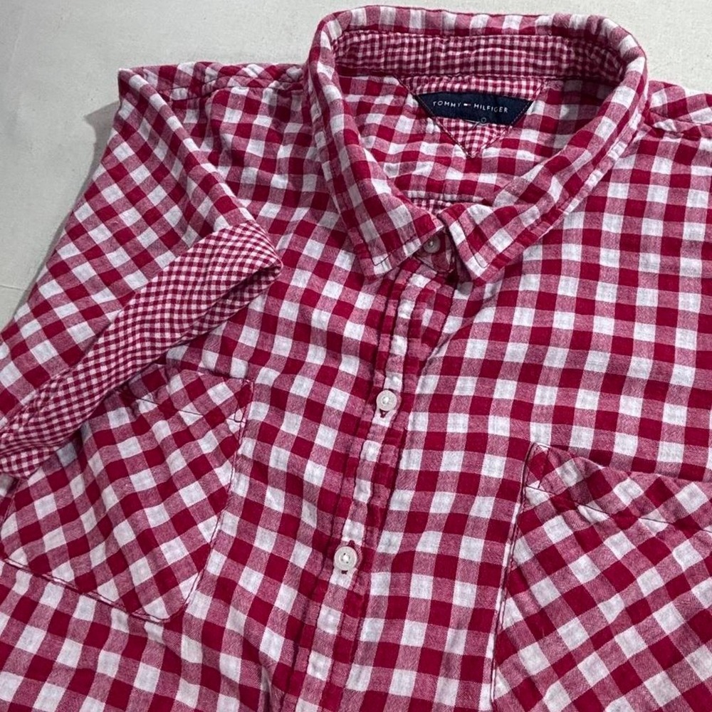 Tommy Hilfiger red & white gingham button-up shirt